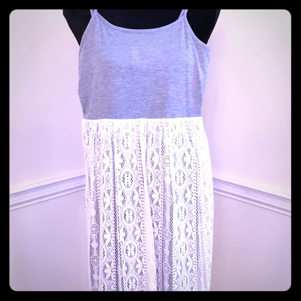 Heather Grey and Ivory Lace Sundress Sz XS